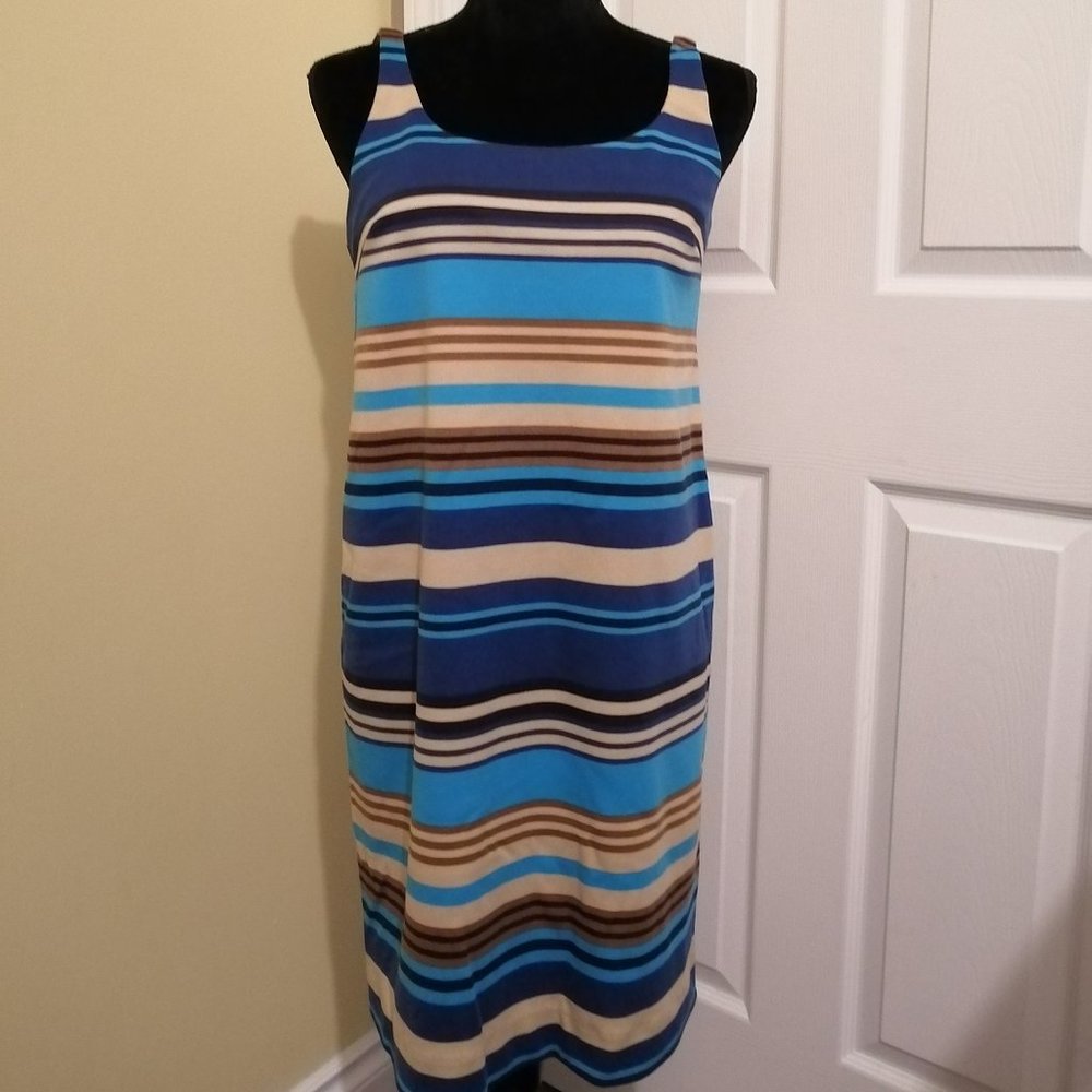 Joe Fresh Striped Sleeveless Dress Blue